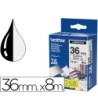CINTA BROTHER TZE261 BLANCO-NEGRO 36MM LONGITUD 8 MT