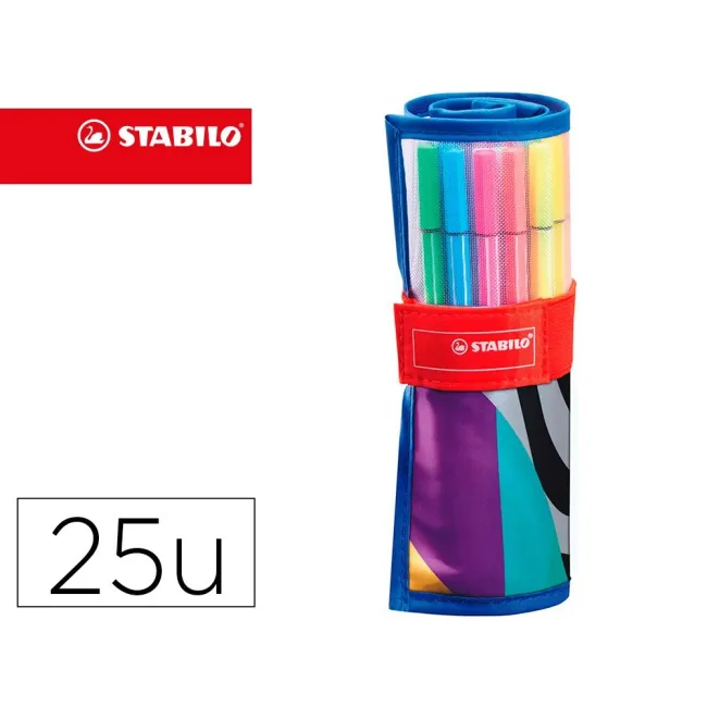 ROTULADOR STABILO PUNTA DE FIBRA PEN 68 ARTY ESTUCHE ROLLERSET DE 2...