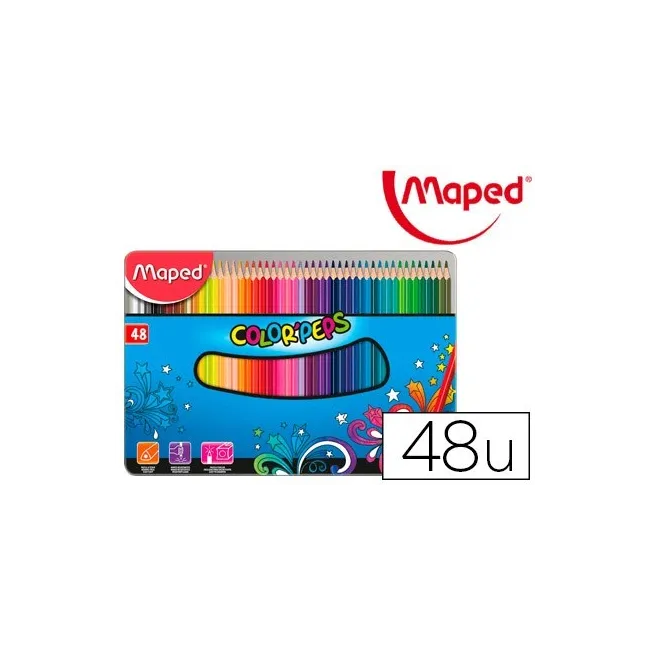 LAPICES DE COLORES MAPED COLOR PEPS CAJA METALICA DE 48 LAPICES COL...