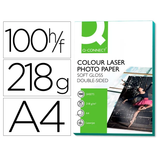 PAPEL Q-CONNECT FOTO GLOSSY DIN A4 PARA FOTOCOPIADORAS E IMPRESORAS...
