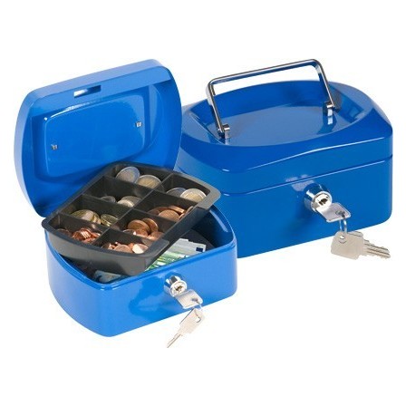CAJA CAUDALES Q-CONNECT 6" 152X115X80 MM AZUL CON PORTAMONEDAS