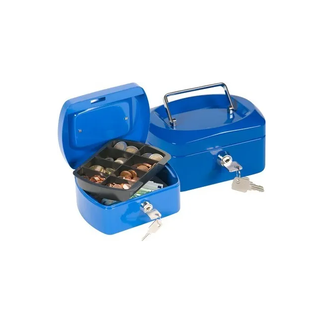 CAJA CAUDALES Q-CONNECT 6" 152X115X80 MM AZUL CON PORTAMONEDAS