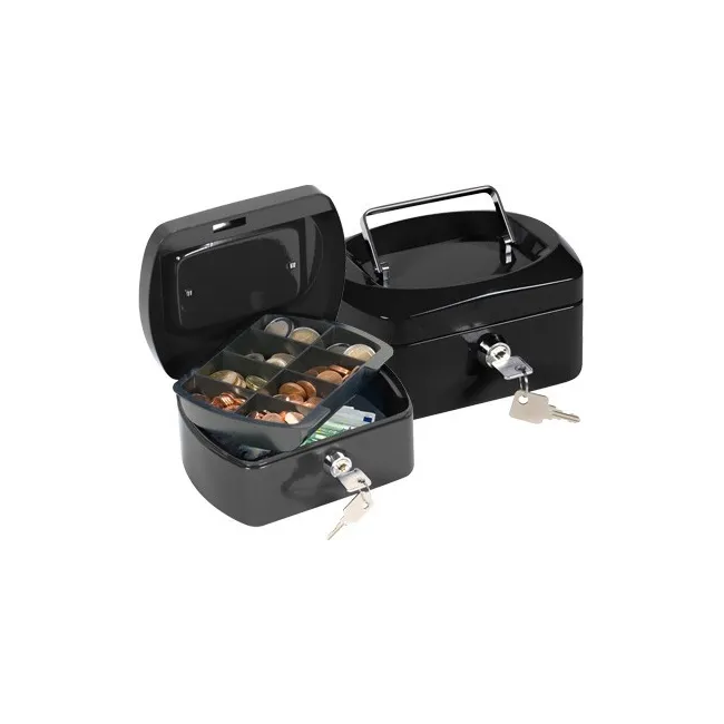 CAJA CAUDALES Q-CONNECT 6" 152X115X80 MM NEGRA CON PORTAMONEDAS