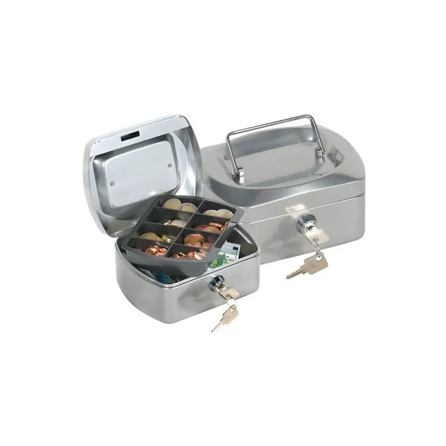 CAJA CAUDALES Q-CONNECT 6" 152X115X80 MM PLATA CON PORTAMONEDAS
