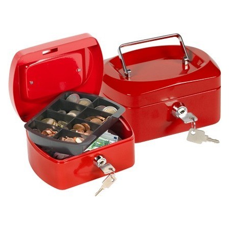 CAJA CAUDALES Q-CONNECT 6" 152X115X80 MM ROJA CON PORTAMONEDAS