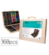 ESTUCHE DE PINTURA LIDERPAPEL MADERA 168 PIEZAS MALETIN 39,3X30X4,8 CM