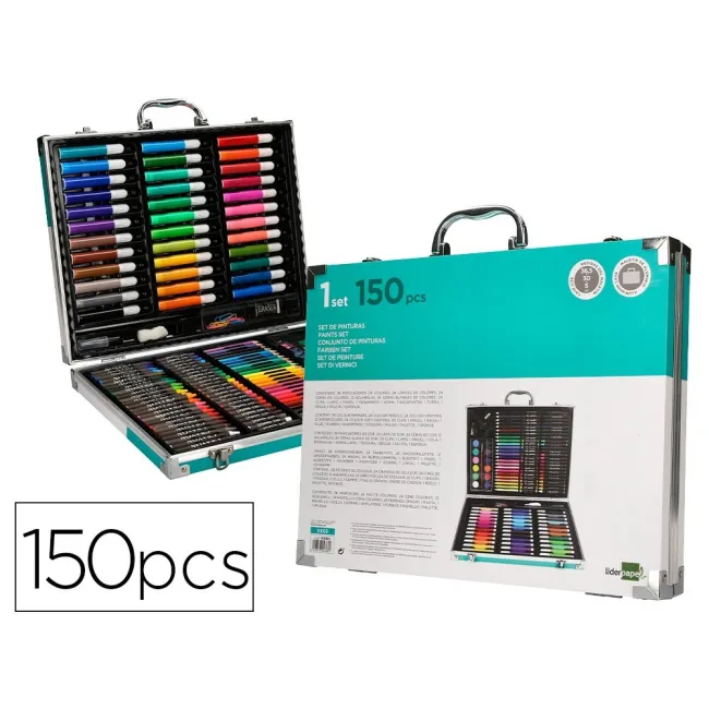 ESTUCHE DE PINTURA LIDERPAPEL ALUMINIO 150 PIEZAS MALETIN 37,8X29,7...