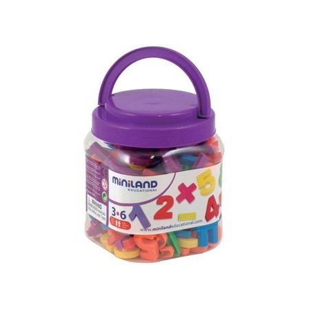 JUEGO MINILAND LETRAS NUMEROS MAGNETICOS BOTE DE 162 PIEZAS