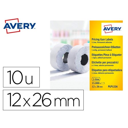ETIQUETA AVERY 1 LINEA ADHESIVO PERMANENTE 26X12 MM BLANCA ROLLO DE...