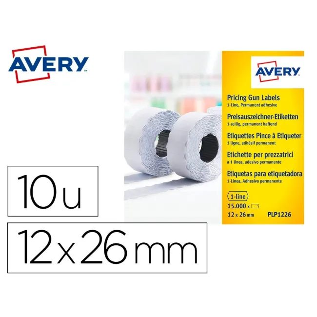 ETIQUETA AVERY 1 LINEA ADHESIVO PERMANENTE 26X12 MM BLANCA ROLLO DE...