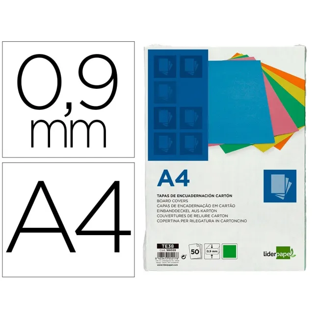 TAPA ENCUADERNACION LIDERPAPEL CARTON A4 0,9MM VERDE FLUOR PAQUETE ...