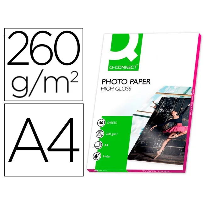 PAPEL Q-CONNECT FOTO GLOSSY DIN A4 ALTA CALIDAD DIGITAL PHOTO -PARA...