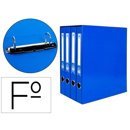 MODULO LIDERPAPEL 4 ARCHIVADORES FOLIO 2 ANILLAS MIXTAS 25MM AZUL