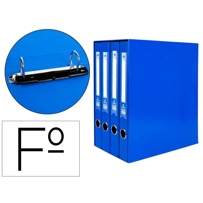 MODULO LIDERPAPEL 4 ARCHIVADORES FOLIO 2 ANILLAS MIXTAS 25MM AZUL
