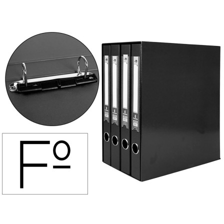 MODULO LIDERPAPEL 4 ARCHIVADORES FOLIO 2 ANILLAS MIXTAS 25MM NEGRO