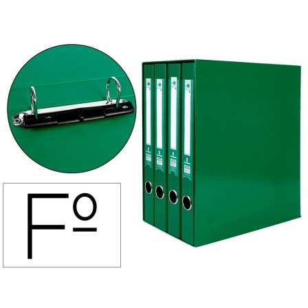 MODULO LIDERPAPEL 4 ARCHIVADORES FOLIO 2 ANILLAS MIXTAS 25MM VERDE