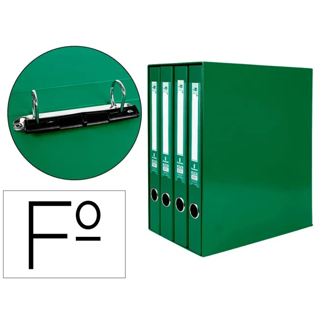 MODULO LIDERPAPEL 4 ARCHIVADORES FOLIO 2 ANILLAS MIXTAS 25MM VERDE