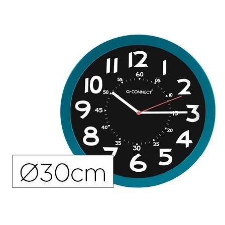 RELOJ Q-CONNECT DE PARED PLASTICO OFICINA REDONDO 30 CM COLOR AZUL ...