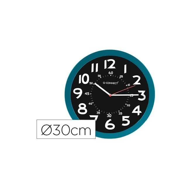 RELOJ Q-CONNECT DE PARED PLASTICO OFICINA REDONDO 30 CM COLOR AZUL ...