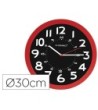 RELOJ Q-CONNECT DE PARED PLASTICO OFICINA REDONDO 30 CM COLOR ROJO ...