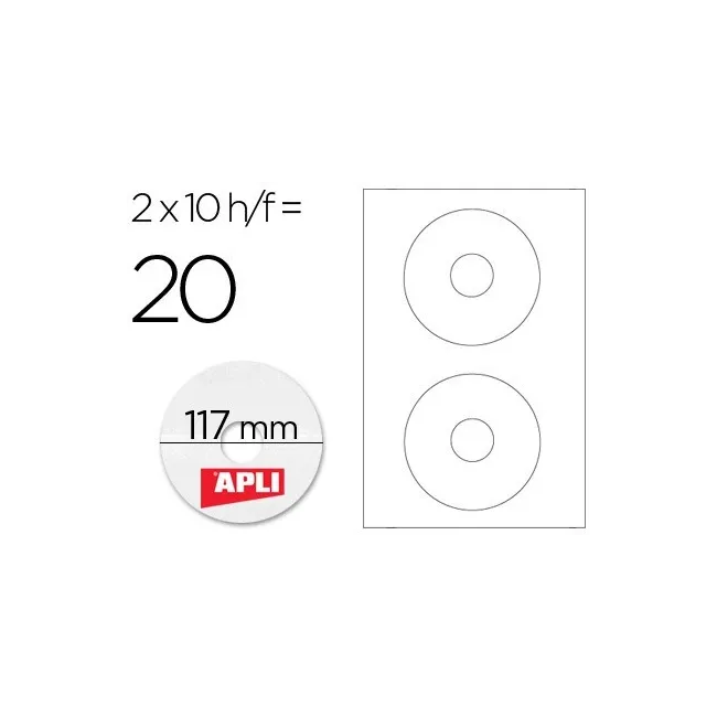 ETIQUETA ADHESIVA APLI 10603 TAMAÑO CD-ROM 117 MM PARA FOTOCOPIADOR...