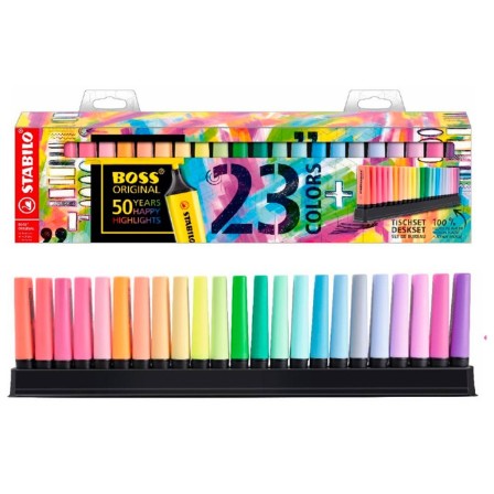 ROTULADOR STABILO BOSS FLUORESCENTE 70 DESKSET ESTUCHE DE 23 UNIDAD...