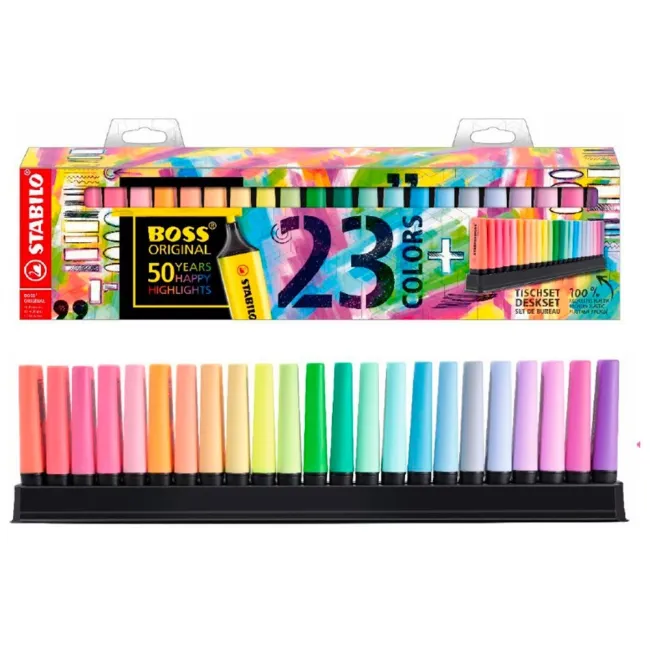 ROTULADOR STABILO BOSS FLUORESCENTE 70 DESKSET ESTUCHE DE 23 UNIDAD...