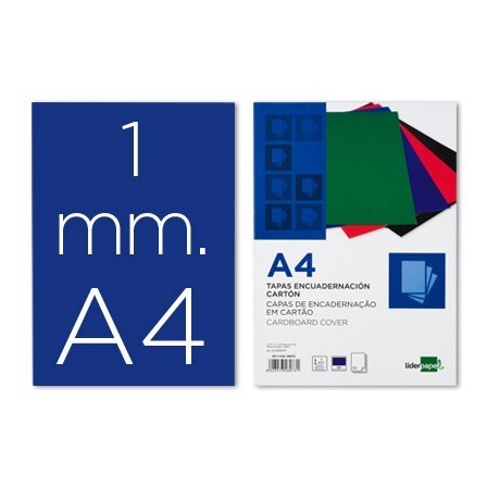 TAPA ENCUADERNACION LIDERPAPEL CARTON A4 1MM AZUL PAQUETE DE 50 UNI...