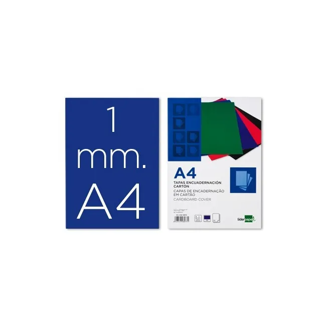 TAPA ENCUADERNACION LIDERPAPEL CARTON A4 1MM AZUL PAQUETE DE 50 UNI...