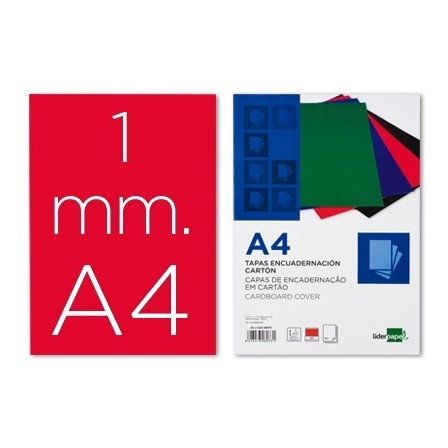TAPA ENCUADERNACION LIDERPAPEL CARTON A4 1MM ROJA PAQUETE DE 50 UNI...
