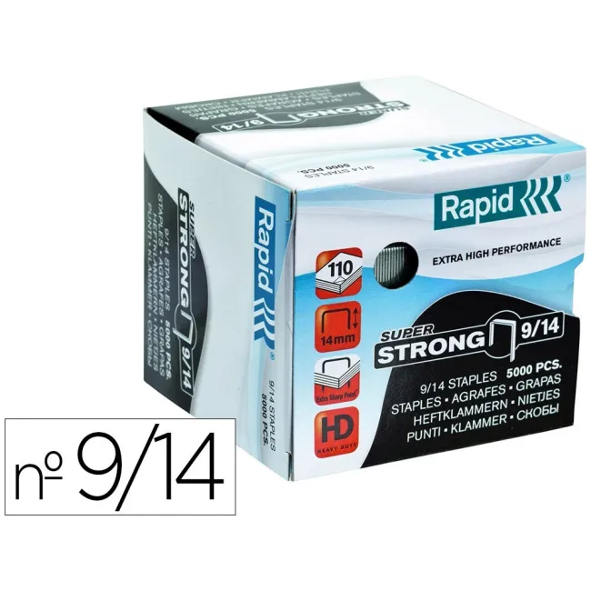GRAPAS RAPID SUPER STRONG GALVANIZADAS Nº 9/14 CAJA DE 5000 UNIDADES