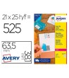 ETIQUETA ADHESIVA AVERY PERMANENTE PARA IMPRESORA LASER BLANCA 63,5...