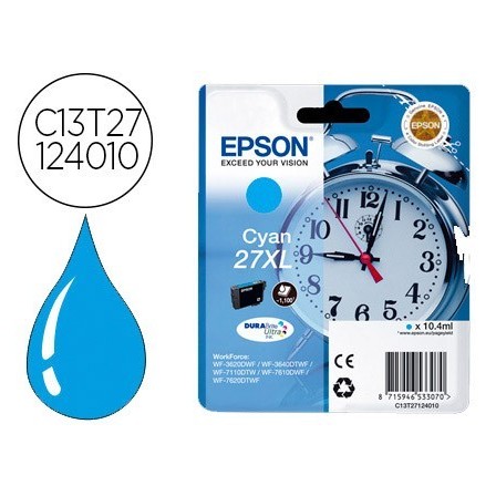 INK-JET EPSON 27XL WF3620 / 7110 / 7610 / 7620 CYAN 1.100 PAG