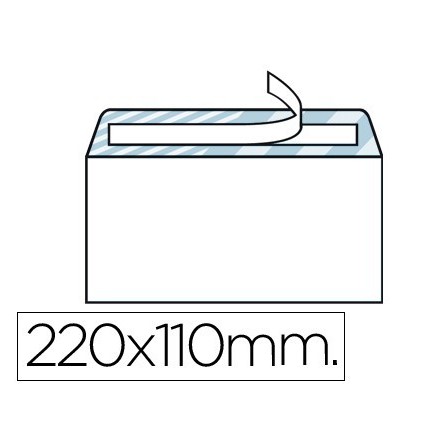 SOBRE LIDERPAPEL N.2 BLANCO DIN AMERICANO 110X220MM TIRA DE SILICON...