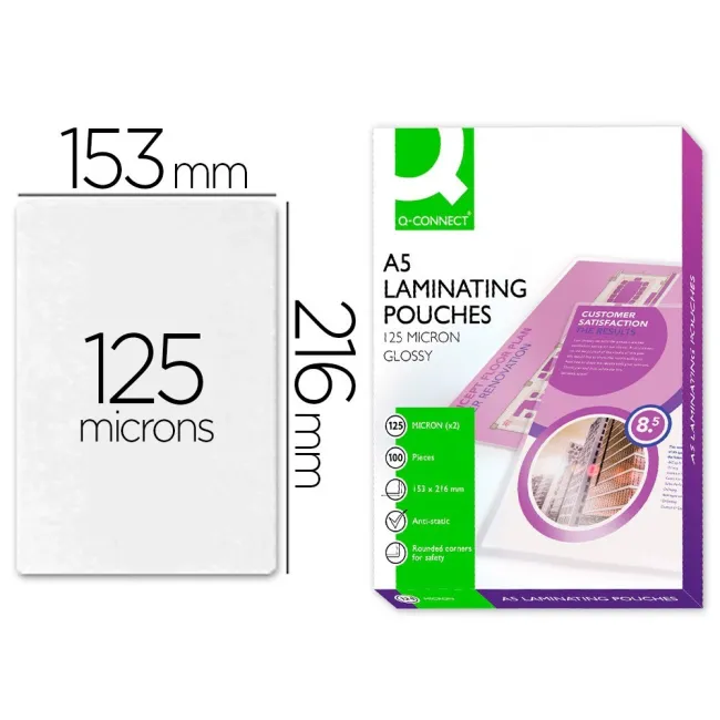 BOLSA DE PLASTIFICAR Q-CONNECT 153 X 216 MM 125 MC DIN A5 A CAJA DE...