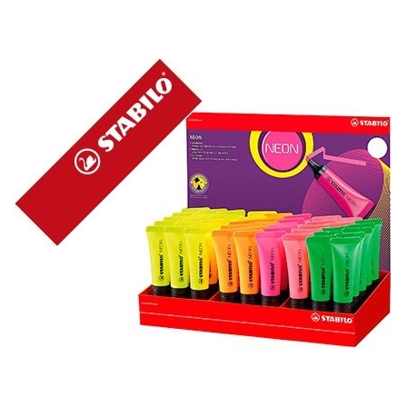 ROTULADOR STABILO FLUORESCENTE 72 NEON EXPOSITOR DE 45 UNIDADES COL...