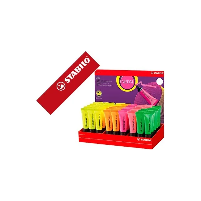 ROTULADOR STABILO FLUORESCENTE 72 NEON EXPOSITOR DE 45 UNIDADES COL...