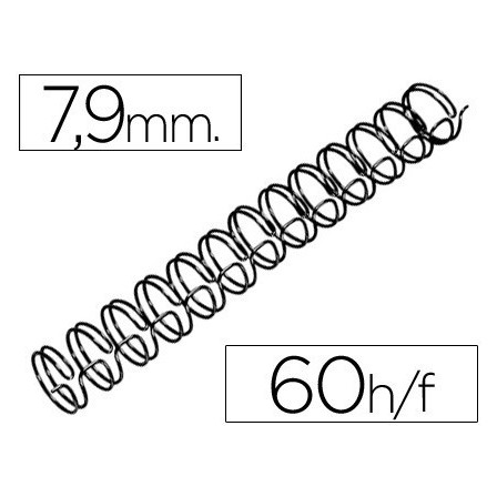ESPIRAL WIRE 3:1 7,9 MM N.5 NEGRO CAPACIDAD 60 HOJAS CAJA DE 100 UN...