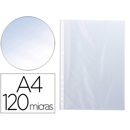 FUNDA MULTITALADRO Q-CONNECT FOLIO 120 MC CRISTAL CAJA DE 100 UNIDADES