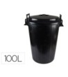 CUBO DE BASURA NEGRO CON TAPA PARA BOLSAS 85X105CM 100 LITROS