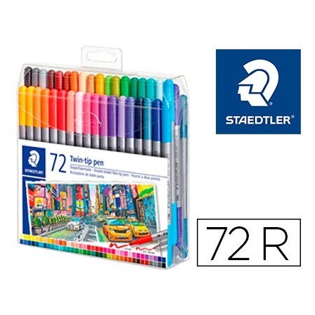 ROTULADOR STAEDTLER DOBLE PUNTA DE FIBRA 3200 ESTUCHE DE 72 UNIDADE...