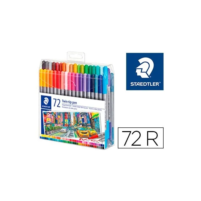 ROTULADOR STAEDTLER DOBLE PUNTA DE FIBRA 3200 ESTUCHE DE 72 UNIDADE...