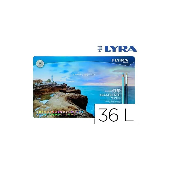 LAPICES DE COLORES LYRA GRADUATE AQUARELL CAJA METALICA DE 36 COLOR...