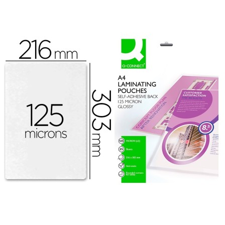 BOLSA DE PLASTIFICAR Q-CONNECT 303 X 216 MM 125 MC DIN A4 AUTOADHES...