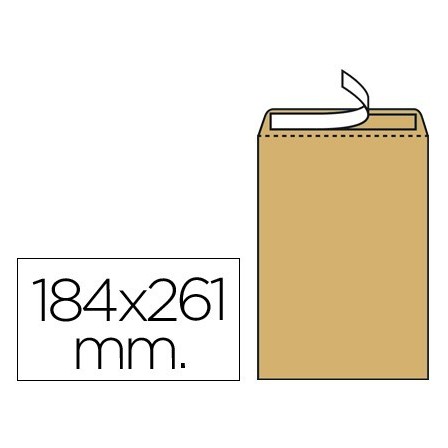 SOBRE LIDERPAPEL BOLSA N.6 KRAFT CUARTO PROLONGADO 184X261MM TIRA D...