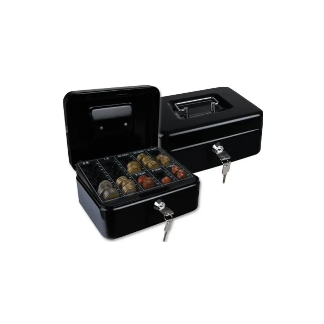 CAJA CAUDALES Q-CONNECT 8" 200X160X90 MM NEGRA CON PORTAMONEDAS