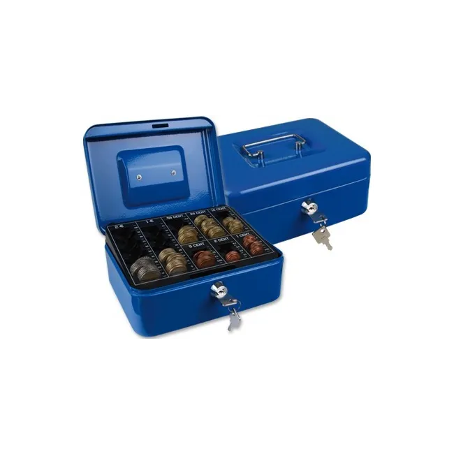 CAJA CAUDALES Q-CONNECT 8" 200X160X90 MM AZUL CON PORTAMONEDAS