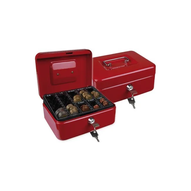 CAJA CAUDALES Q-CONNECT 8" 200X160X90 MM ROJA CON PORTAMONEDAS