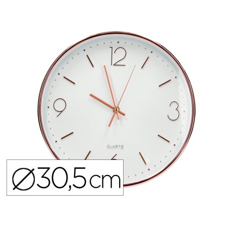 RELOJ Q-CONNECT DE PARED METALICO REDONDO 30,5 CM MOVIMIENTO SILENC...