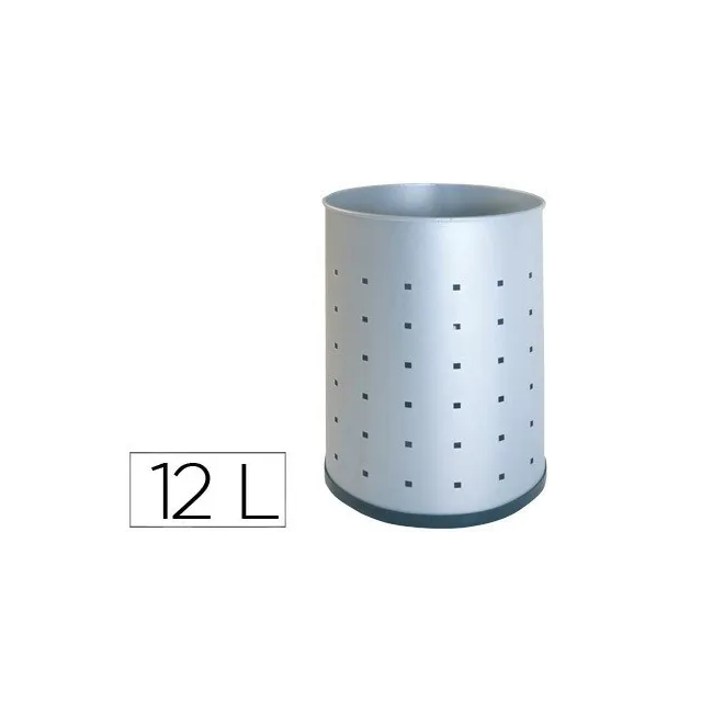PAPELERA METALICA SIE 101-R PLATEADA PINTADA PERFORADA 315X215 MM